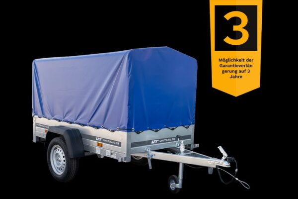 p20-3 Kippanhänger 200×106 cm mit Hochplane & Hochspriegel – 750 kg | UNITRAILER