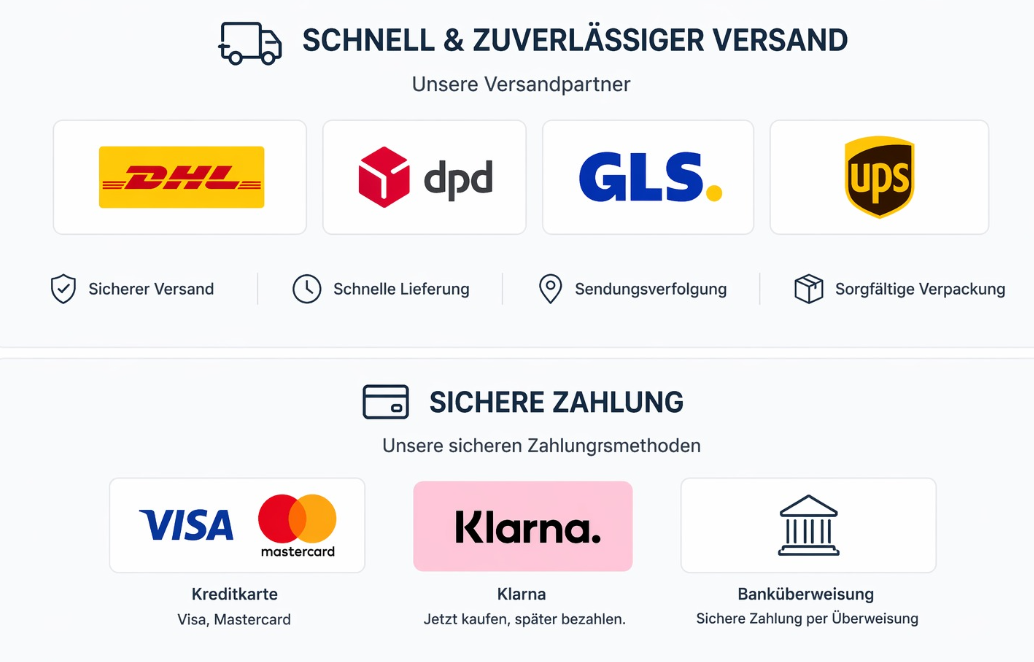Zahlungsmethoden und Versandpartner